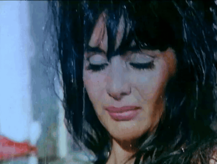 Animated scene featuring Isabel Sarli in her iconic role as Delicia in the Argentine cult film "Carne" (1968), showcasing the film’s sensual and dramatic tone